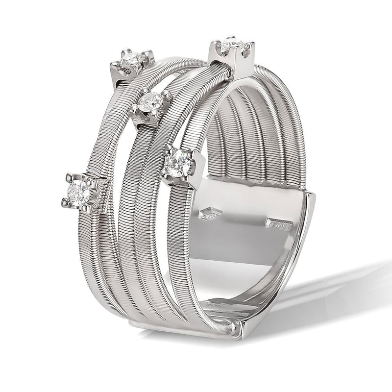 Marco Bicego Goa 18ct White Gold Five Row Diamond Ring - Berry's Jewellers