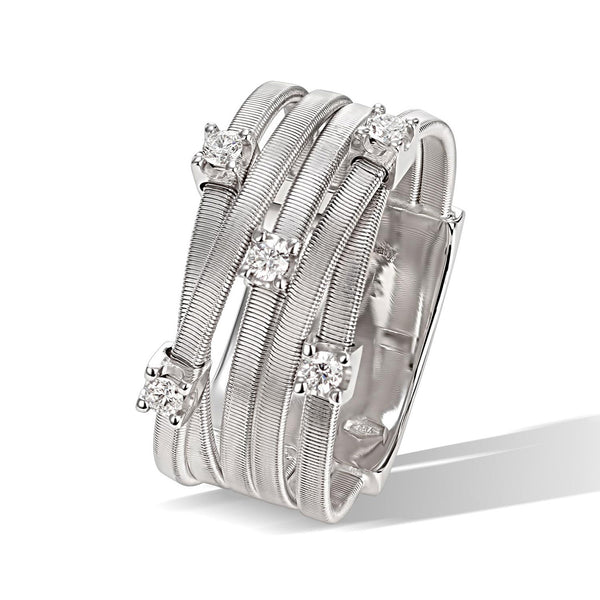 Marco Bicego Goa 18ct White Gold Five Row Diamond Ring - Berry's Jewellers