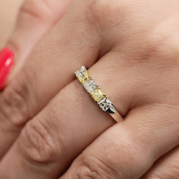 Berry's Platinum Diamond And Yellow Diamond Five Stone Eternity Ring - Berry's Jewellers