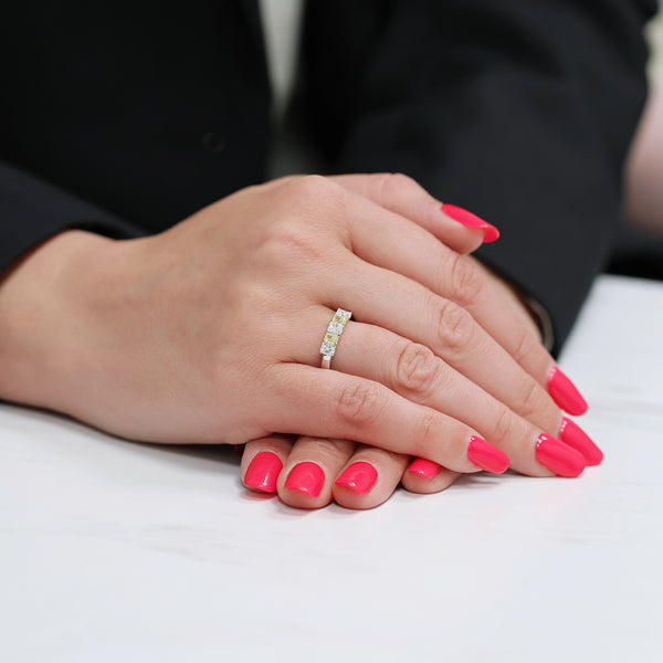 Berry's Platinum Radiant Cut Diamond And Yellow Diamond Five Stone Eternity Ring - Berry's Jewellers