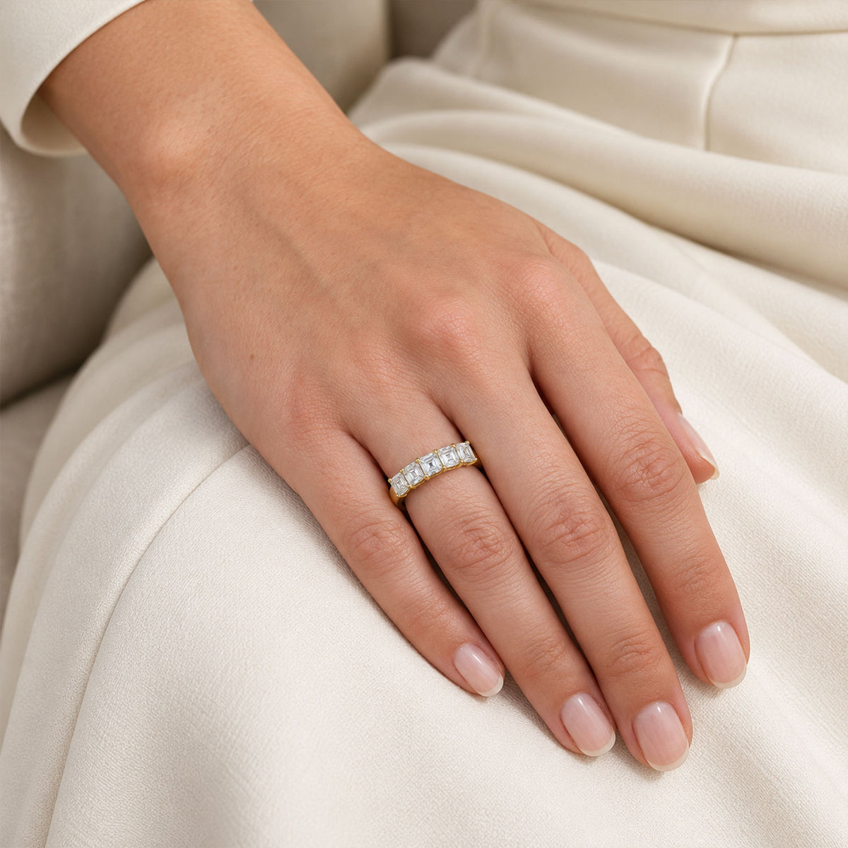 Berry's 18ct Yellow Gold Asscher Cut Diamond Five Stone Eternity Ring - Berry's Jewellers