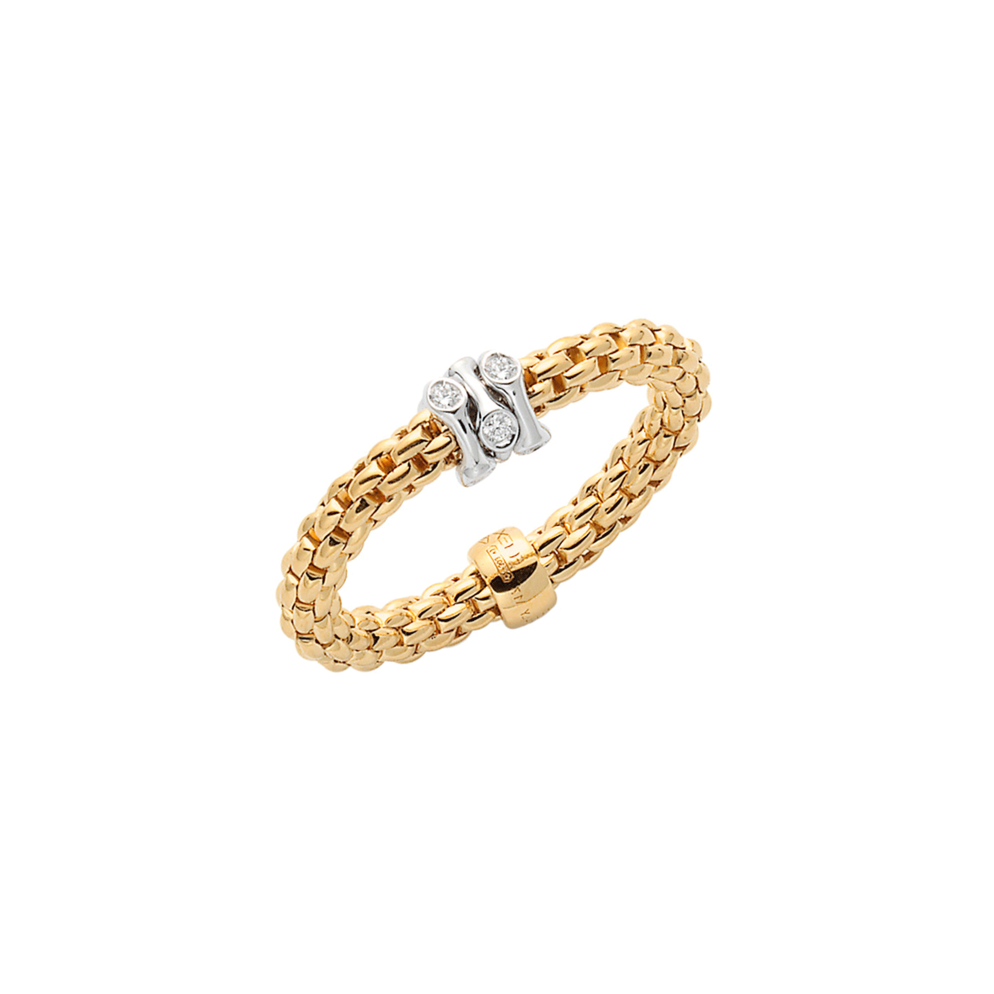 Prima 18ct Yellow Gold Ring With Three Diamond Set Rondels