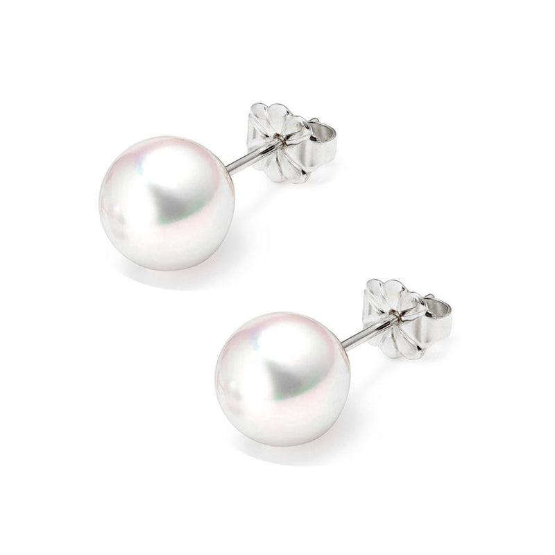18ct White Gold 7-7.5mm AAA Akoya Pearl Stud Earrings