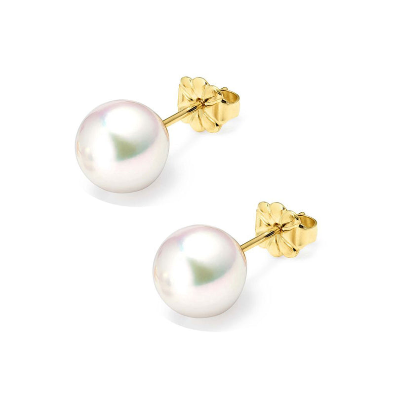 18ct Yellow Gold 6.5-7mm AAA Akoya Pearl Stud Earrings