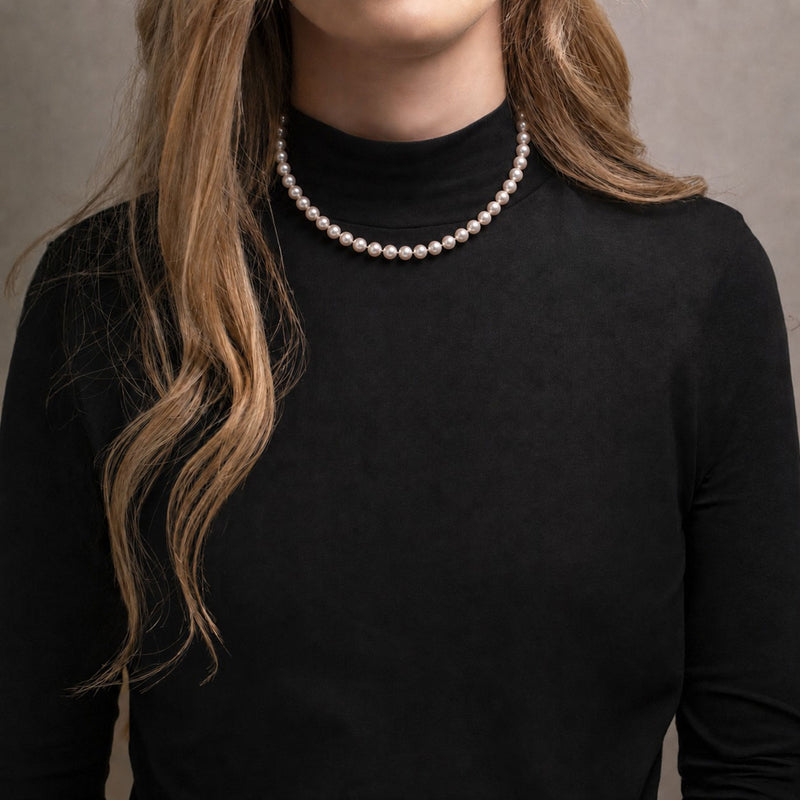 6.5-7mm AAA Akoya Pearl Necklace with 18ct Yellow Gold Clasp
