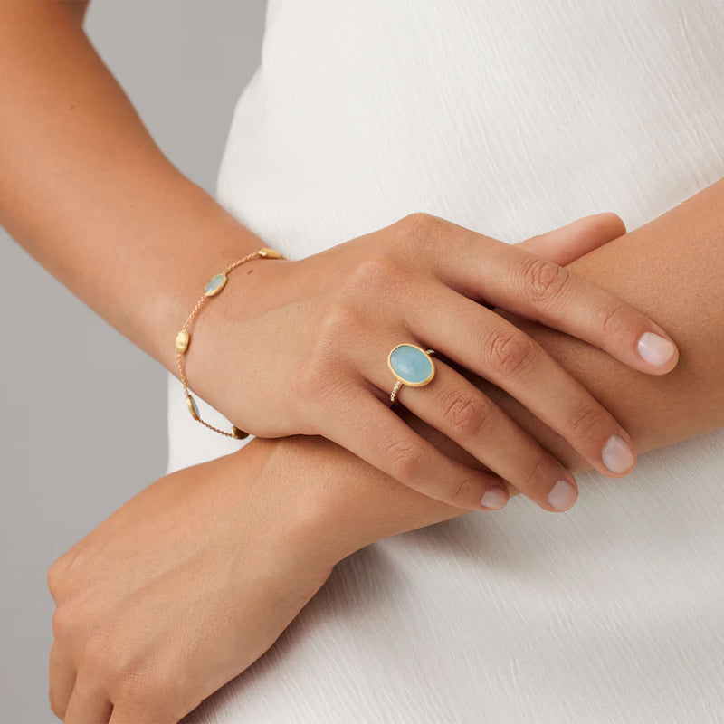 Marco Bicego Siviglia 18ct Yellow Gold Aquamarine & Diamond Ring - Berry's Jewellers