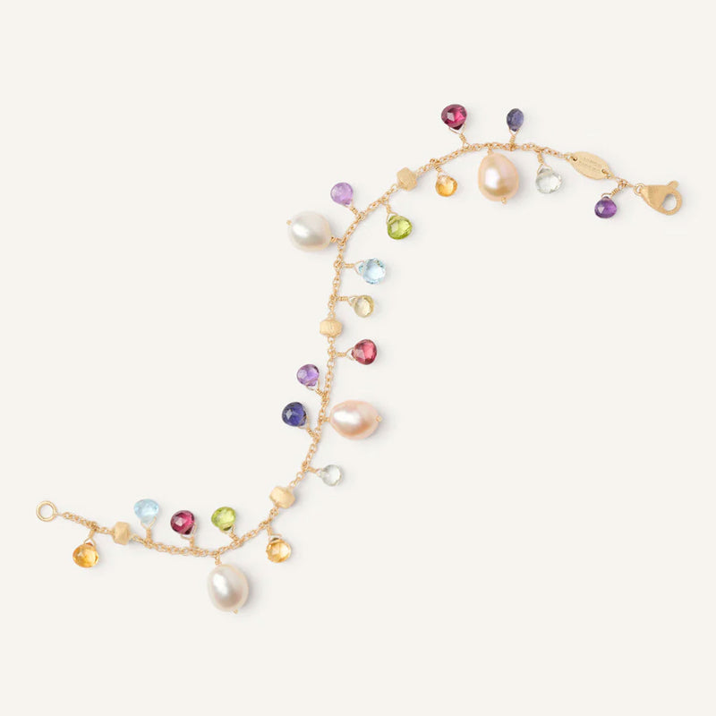 Marco Bicego Paradise 18ct Yellow Gold Multicoloured Gemstone & Pearl Bracelet - Berry's Jewellers