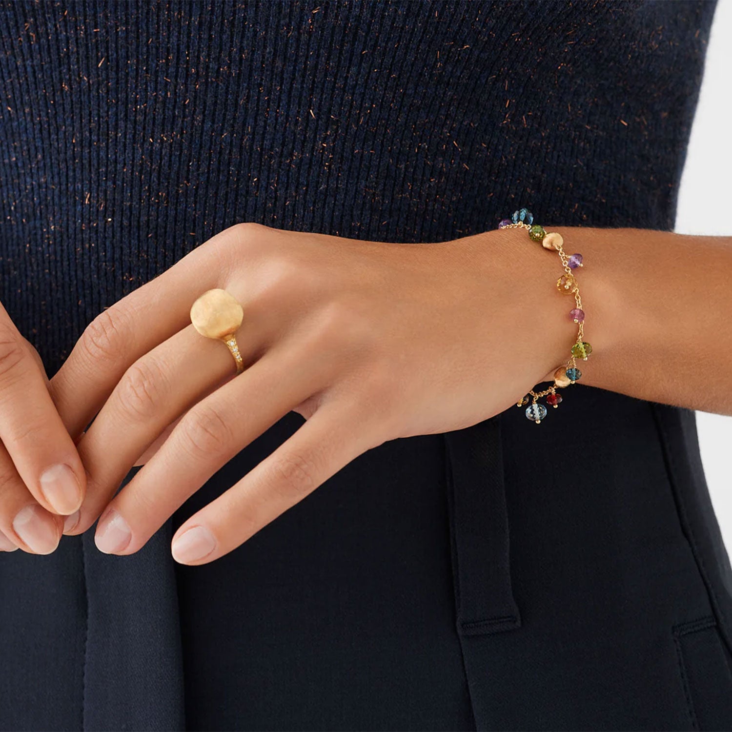 Marco Bicego Africa 18ct Yellow Gold Mixed Stone Bracelet - Berry's Jewellers