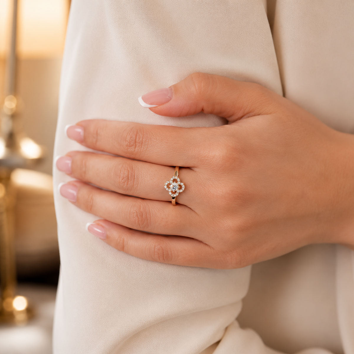 18ct Rose Gold Round Brilliant Cut Diamond Flower Cluster Ring