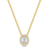 18ct Yellow Gold Oval Cut Diamond Halo Pendant