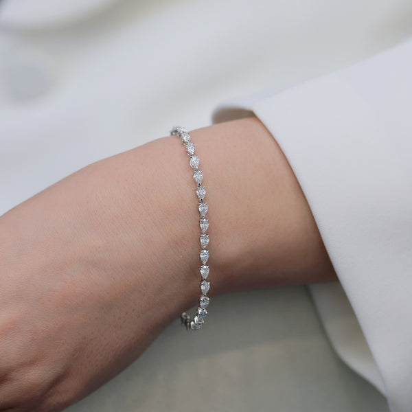Berry's Platinum Pear Cut Diamond Claw Set Tennis Bracelet - Berry's Jewellers