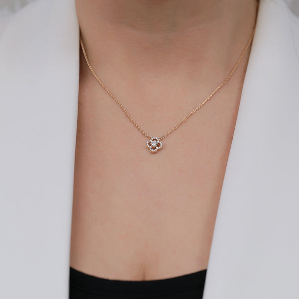 Berry's 18ct Rose Gold Round Brilliant Cut Diamond Flower Cluster Pendant - Berry's Jewellers