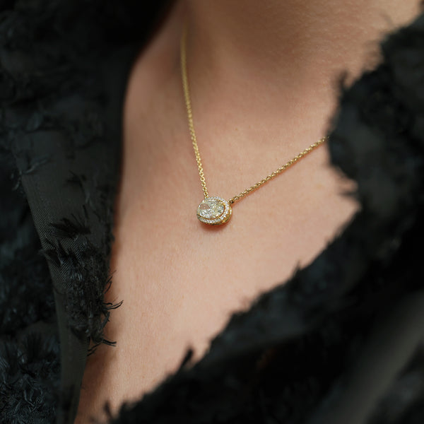 Berry's 18ct Yellow Gold Oval Cut Yellow Diamond Halo Pendant - Berry's Jewellers