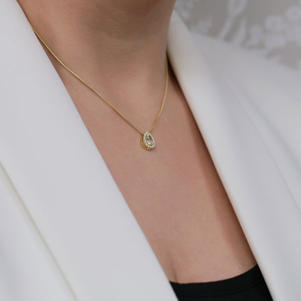 Berry's 18ct Yellow Gold Pear Cut Yellow Diamond And Diamond Halo Pendant - Berry's Jewellers