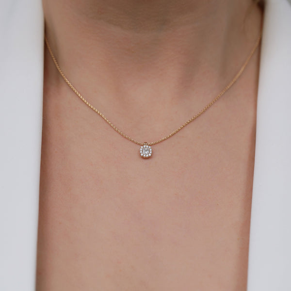 Berry's 18ct Rose Gold Cushion Cut Diamond Halo Pendant - Berry's Jewellers