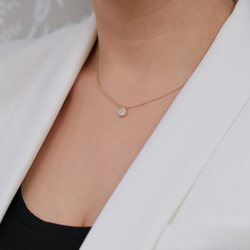 Berry's 18ct Rose Gold Cushion Cut Diamond Halo Pendant - Berry's Jewellers