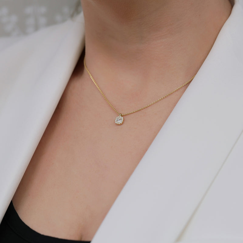 Berry's 18ct Yellow Gold Cushion Cut Diamond Halo Pendant - Berry's Jewellers