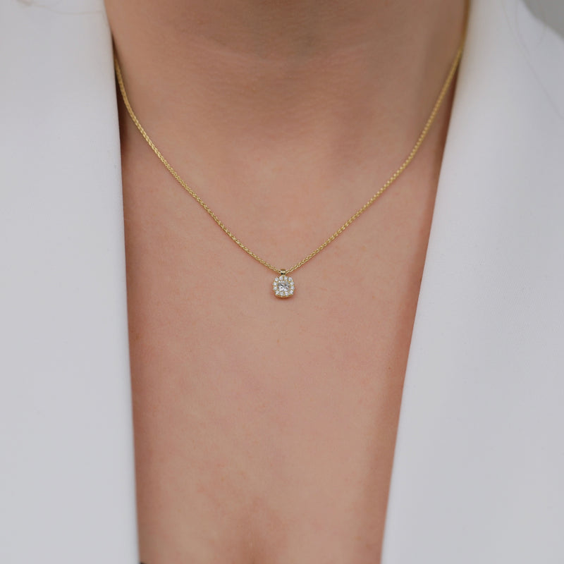 Berry's 18ct Yellow Gold Cushion Cut Diamond Halo Pendant - Berry's Jewellers
