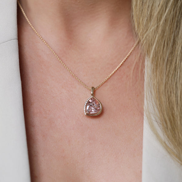 Berry's 18ct Rose Gold Fantasy 'K' Cut Morganite And Diamond Pendant - Berry's Jewellers