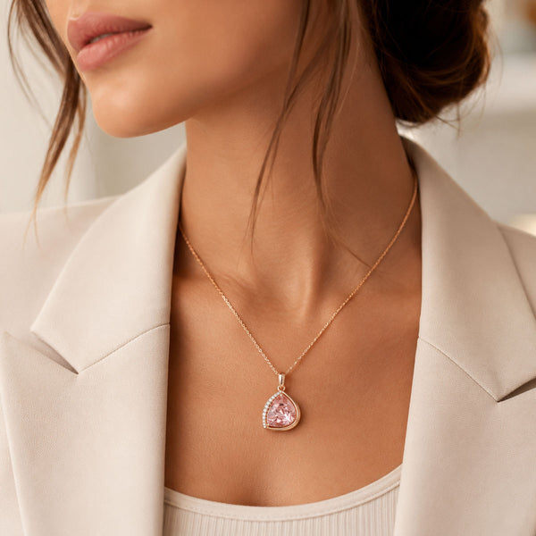 Berry's 18ct Rose Gold Fantasy 'K' Cut Morganite And Diamond Pendant - Berry's Jewellers