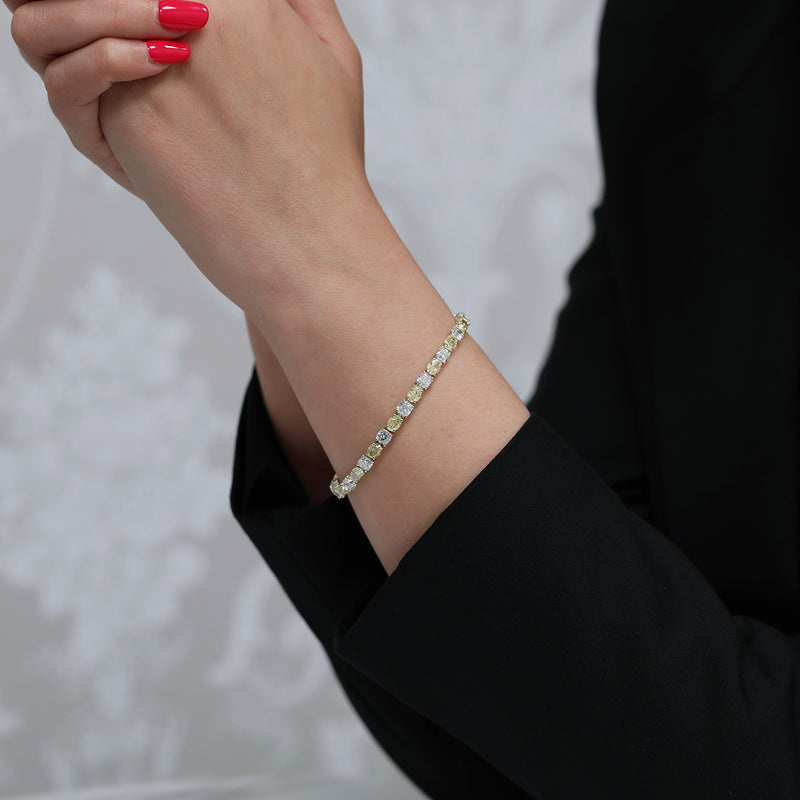 Platinum & 18ct Yellow Gold Oval Yellow Diamond Tennis Bracelet