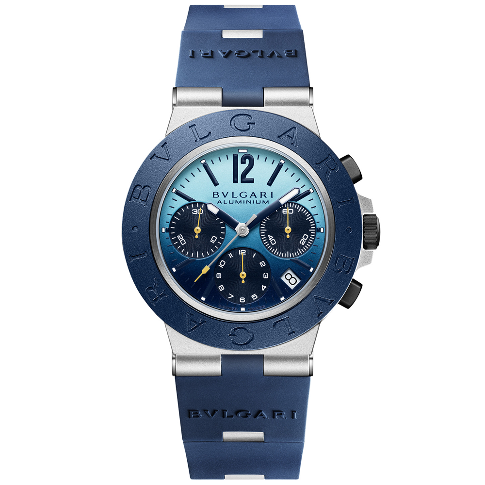 Bvlgari Aluminium Capri Edition Chronograph Rubber Strap Watch