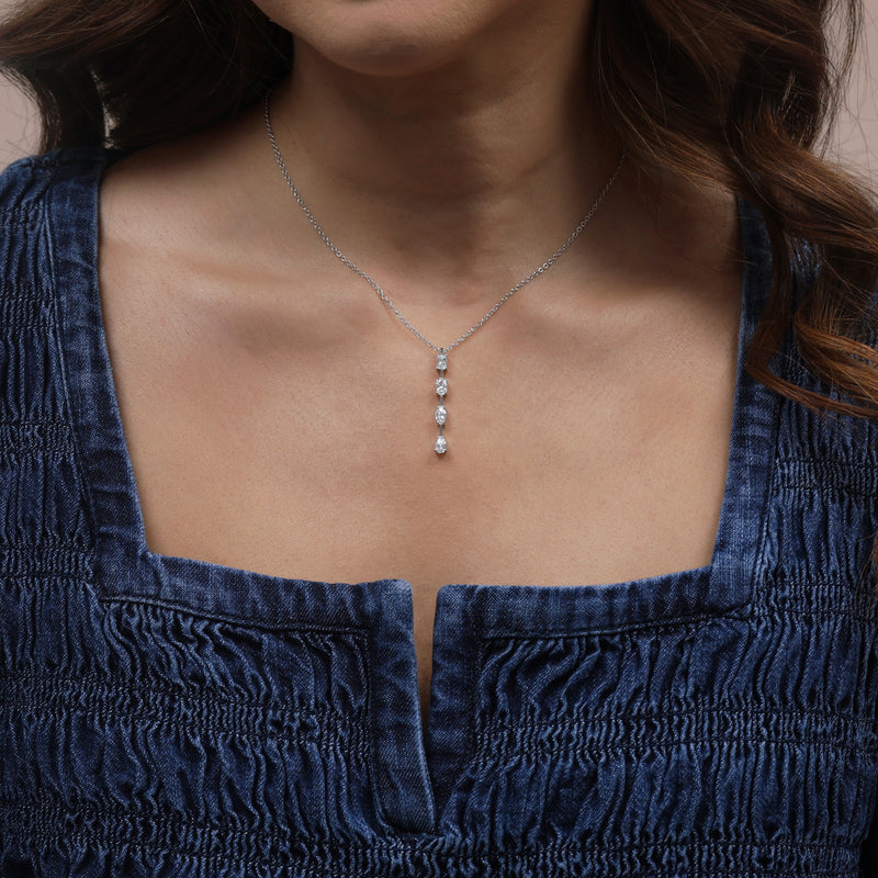 Berry's 18ct White Gold Mixed Cut Diamond Drop Pendant - Berry's Jewellers