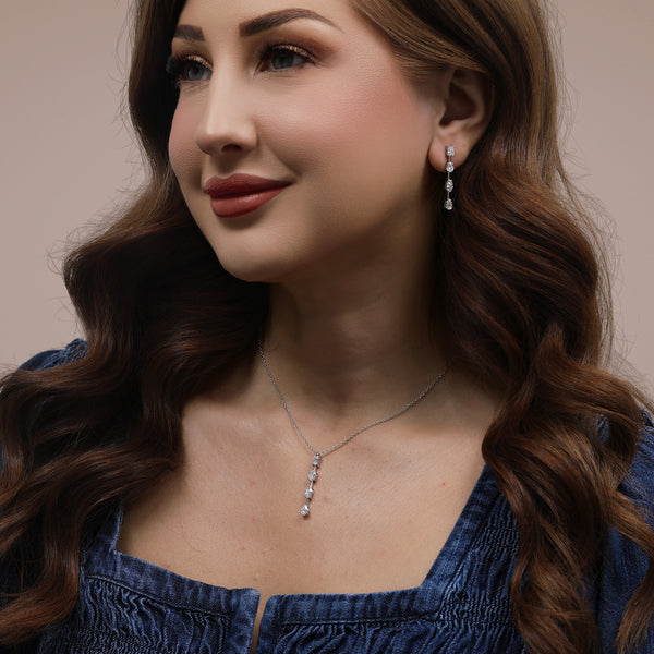Berry's 18ct White Gold Mixed Cut Diamond Drop Earrings - Berry's Jewellers