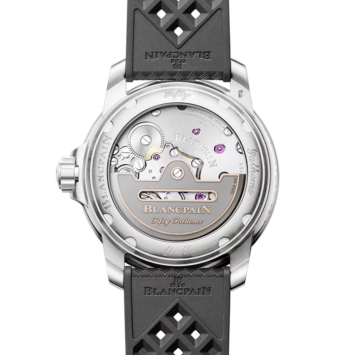 Fifty Fathoms Automatique 42.3mm Titanium Black Dial Rubber Strap Watch