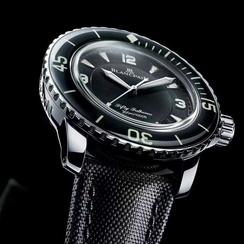 Fifty Fathoms Automatique 45mm Black Dial Canvas Strap Watch