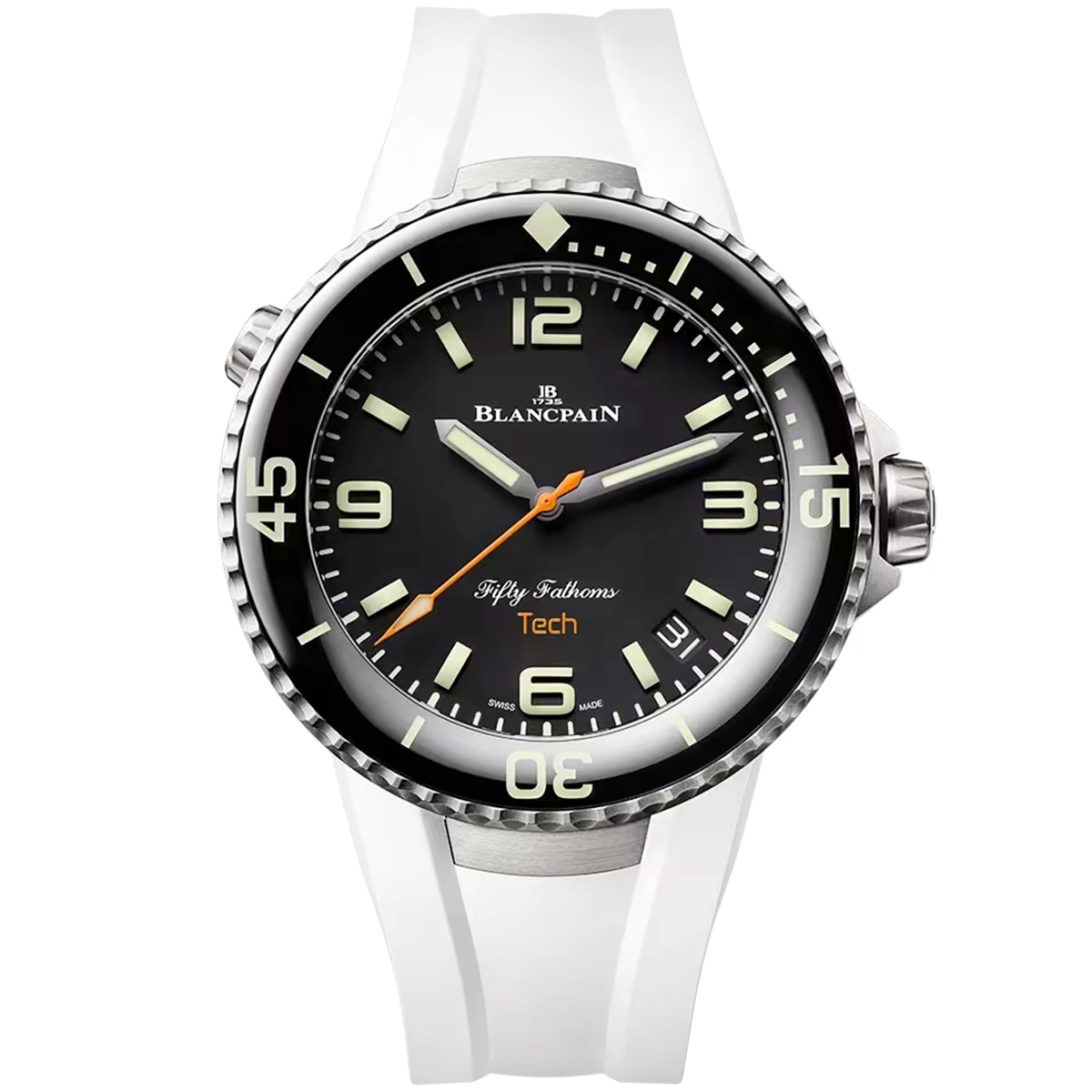 Blancpain Fifty Fathoms Tech 45mm Titanium Absolute Black Dial Rubber Strap Watch - Berry's Jewellers