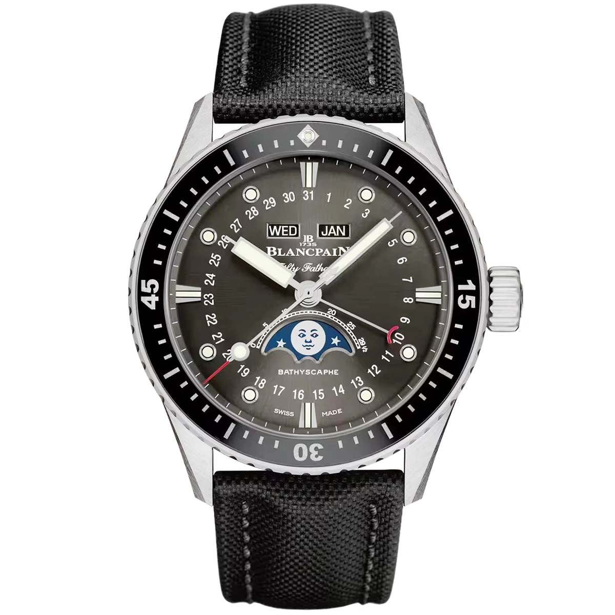 Blancpain Fifty Fathoms Quantieme Complet Phases de Lune Meteor Grey Dial Watch - Berry's Jewellers