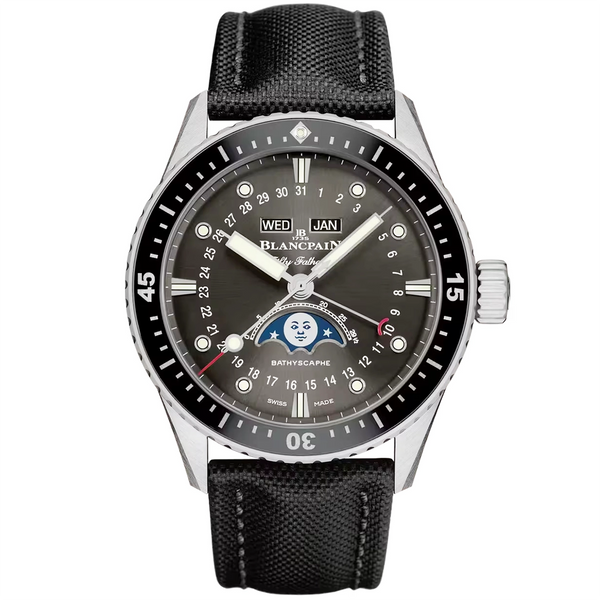 Blancpain Fifty Fathoms Quantieme Complet Phases de Lune Meteor Grey Dial Watch - Berry's Jewellers