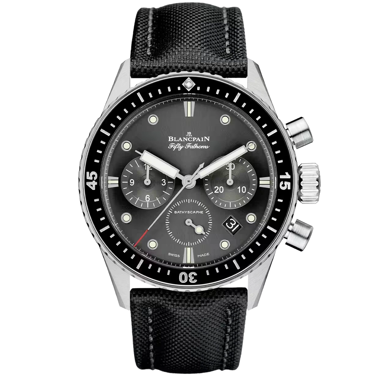 Blancpain Fifty Fathoms Chronographe Flyback 43mm Grey Dial Strap Watch - Berry's Jewellers