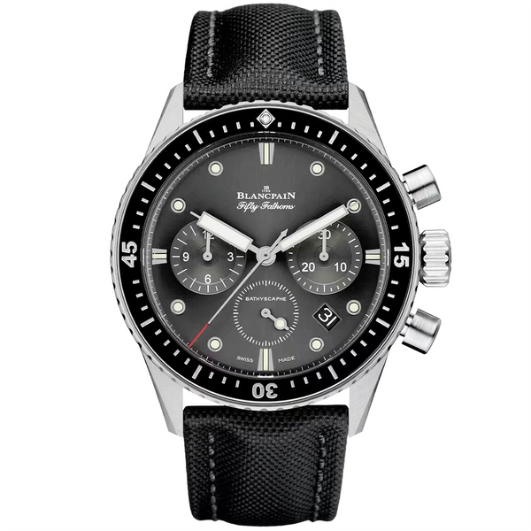Blancpain Fifty Fathoms Chronographe Flyback 43mm Grey Dial Strap Watch - Berry's Jewellers