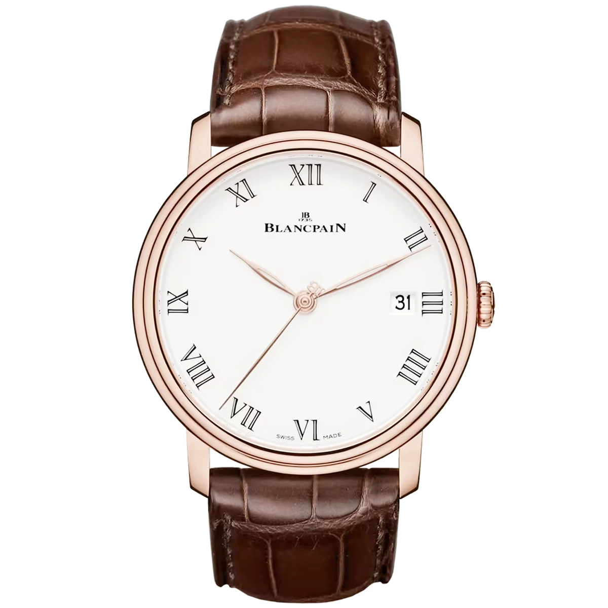 Blancpain Villeret 8 Jours 42mm 18ct Rose Gold White Dial Automatic Strap Watch - Berry's Jewellers