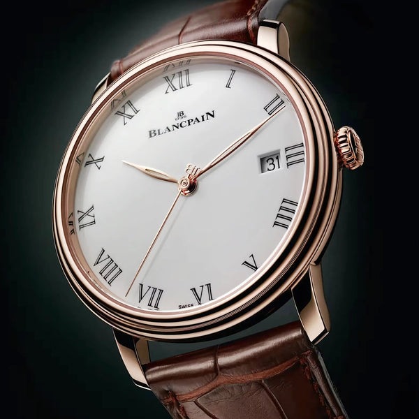 Blancpain Villeret 8 Jours 42mm 18ct Rose Gold White Dial Automatic Strap Watch - Berry's Jewellers