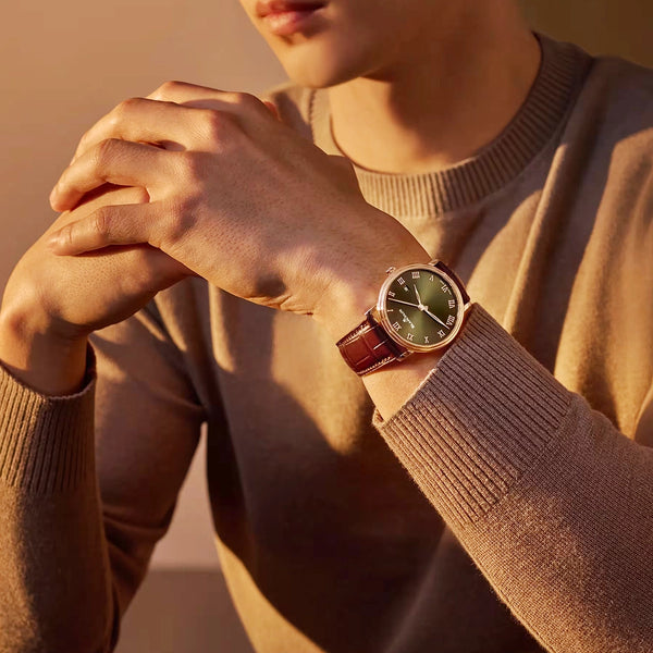 Blancpain Villeret Extraplate 40mm 18ct Rose Gold Green Dial Automatic Strap Watch - Berry's Jewellers