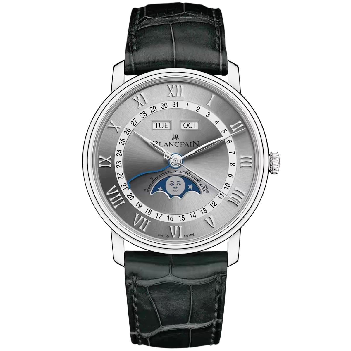 Blancpain Villeret Quantieme Complet 40mm Sunburst Grey Dial Watch - Berry's Jewellers