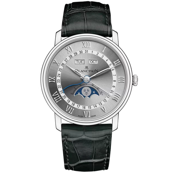 Blancpain Villeret Quantieme Complet 40mm Sunburst Grey Dial Watch - Berry's Jewellers