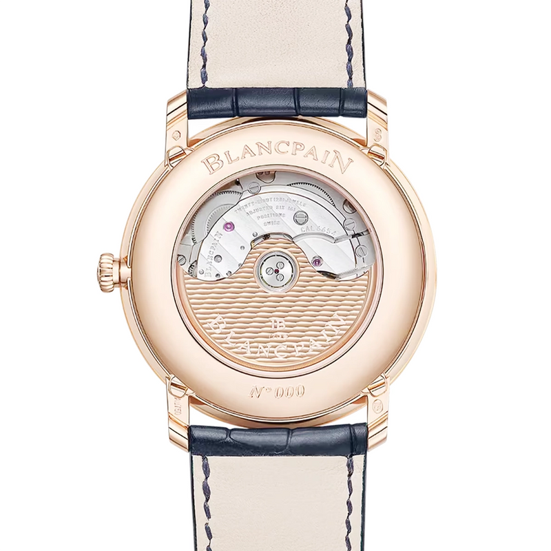 Blancpain Villeret Quantieme Complet 40mm 18ct Rose Gold Blue Dial Strap Watch - Berry's Jewellers