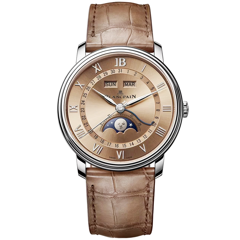 Villeret Quantieme Complet 40.2mm Brown Sunburst Dial Automatic Watch