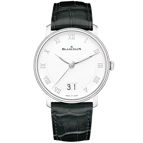 Villeret Grande Date 40mm White Roman Dial Automatic Strap Watch