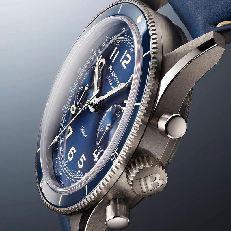 Blancpain Air Command Flyback Chronograph 42.5mm Blue Dial Titanium Watch - Berry's Jewellers