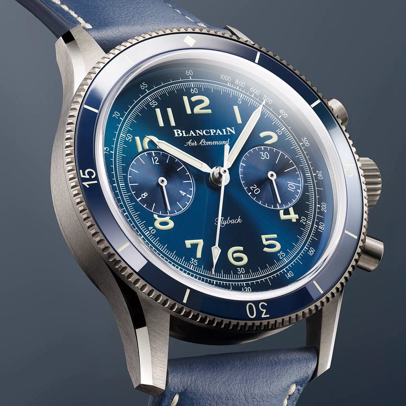 Blancpain Air Command Flyback Chronograph 42.5mm Blue Dial Titanium Watch - Berry's Jewellers