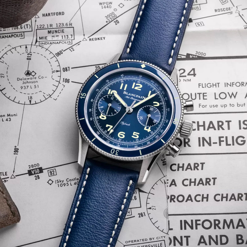 Blancpain Air Command Flyback Chronograph 42.5mm Blue Dial Titanium Watch - Berry's Jewellers