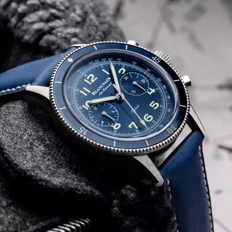 Blancpain Air Command Flyback Chronograph 42.5mm Blue Dial Titanium Watch - Berry's Jewellers