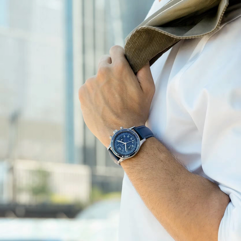 Blancpain Air Command Flyback Chronograph 42.5mm Blue Dial Titanium Watch - Berry's Jewellers