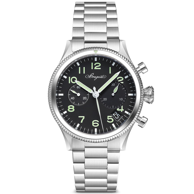 Breguet Type 20 Chronographe 2057 42mm Black Dial Mens Bracelet Watch - Berry's Jewellers