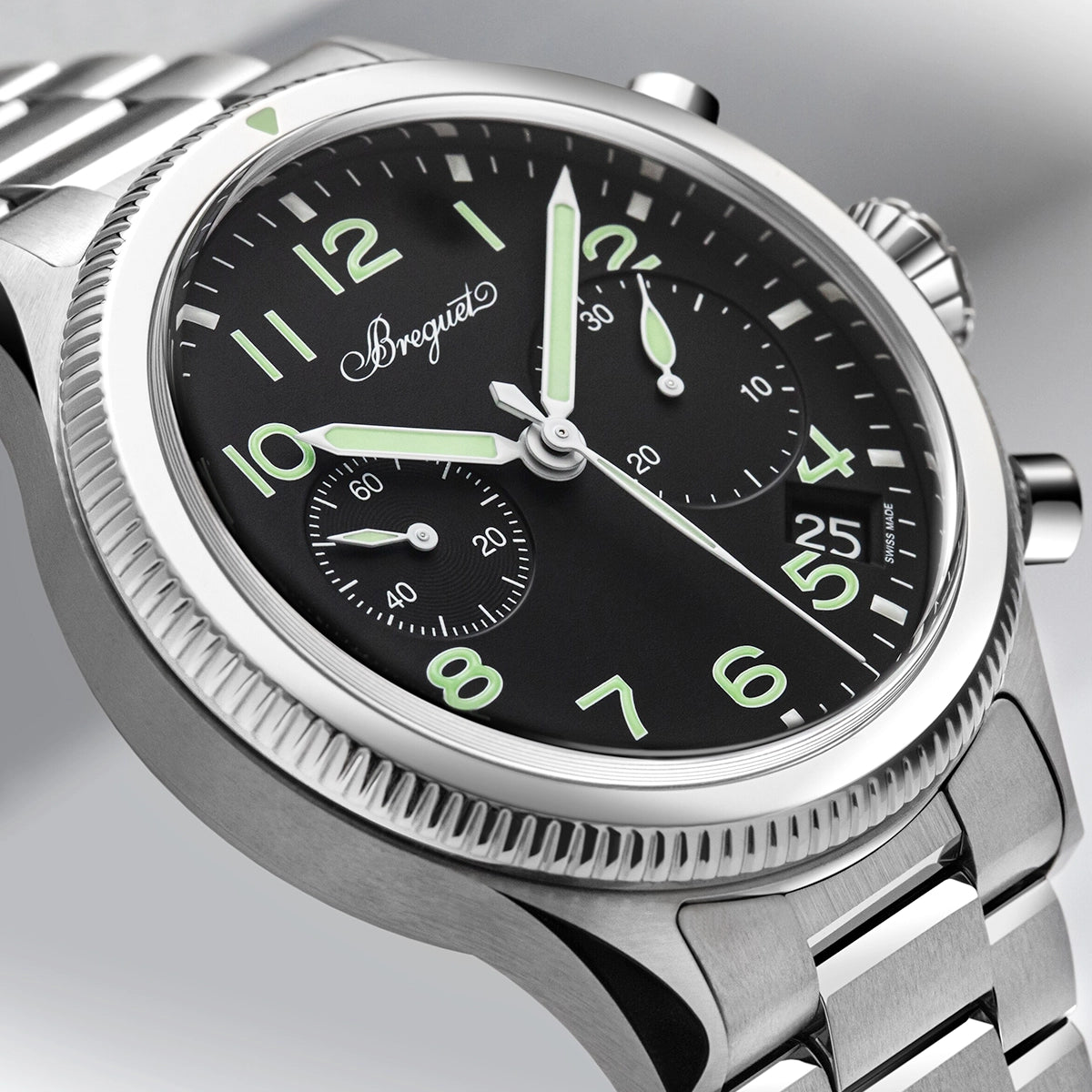 Breguet Type 20 Chronographe 2057 42mm Black Dial Mens Bracelet Watch - Berry's Jewellers